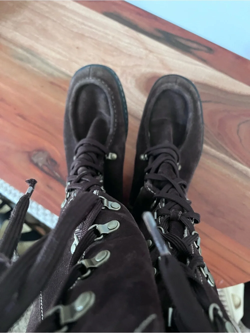 Timberland Women Brown Suede Lace Up Tall Winter Boots 8.5 64621 Shearling Lined